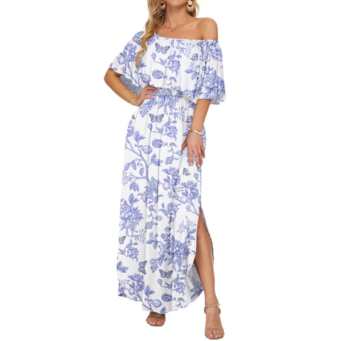 Ruffle Off-Shoulder Summer Maxi Dress