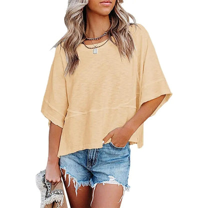 Women's Summer Casual Batwing Tee - Loose Fit & Breathable