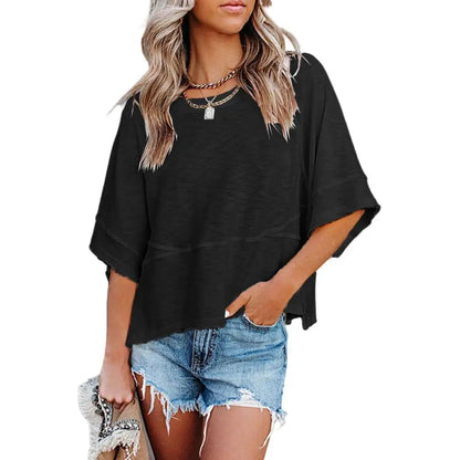 Women's Summer Casual Batwing Tee - Loose Fit & Breathable