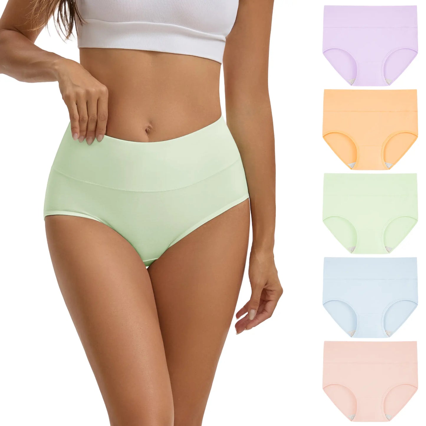 Women's High Waisted Cotton Panties 5-Pack