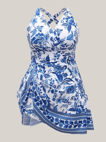Tummy Control Boho Swim Dress with Pockets