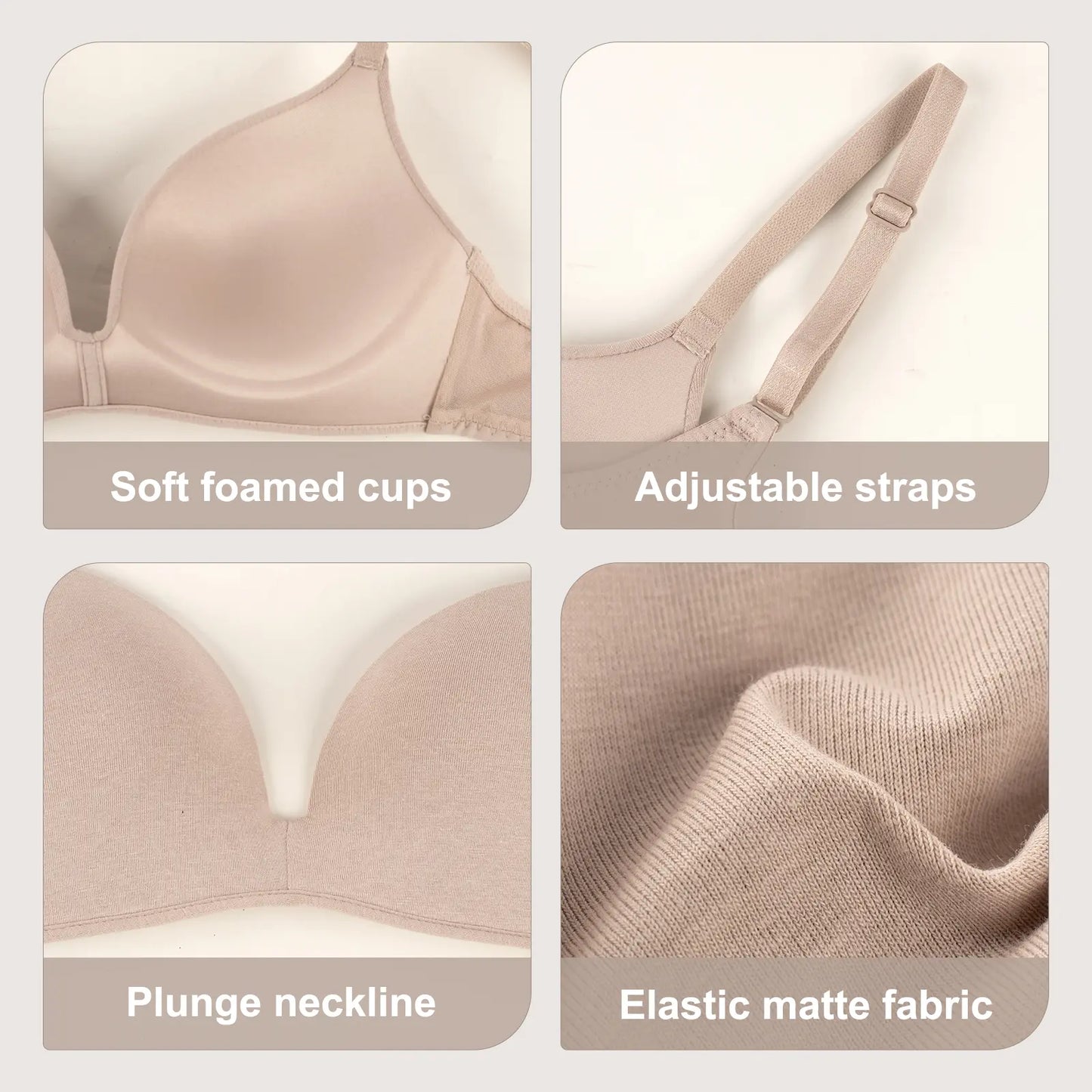 Lightly Lined Wireless Bras for Women (3 Pcs)
