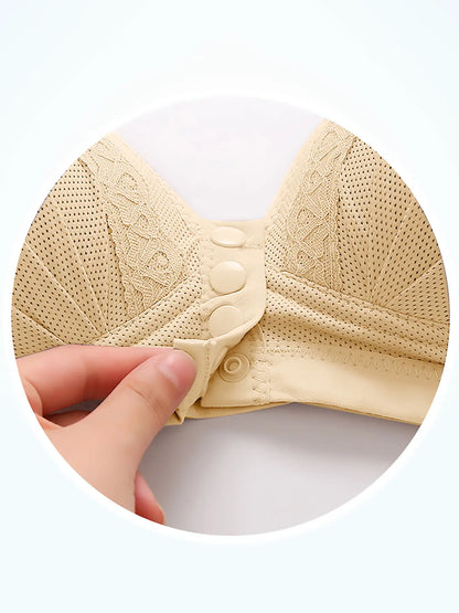 Women's Front Closure Push-Up Jacquard Bra - Comfort & Style
