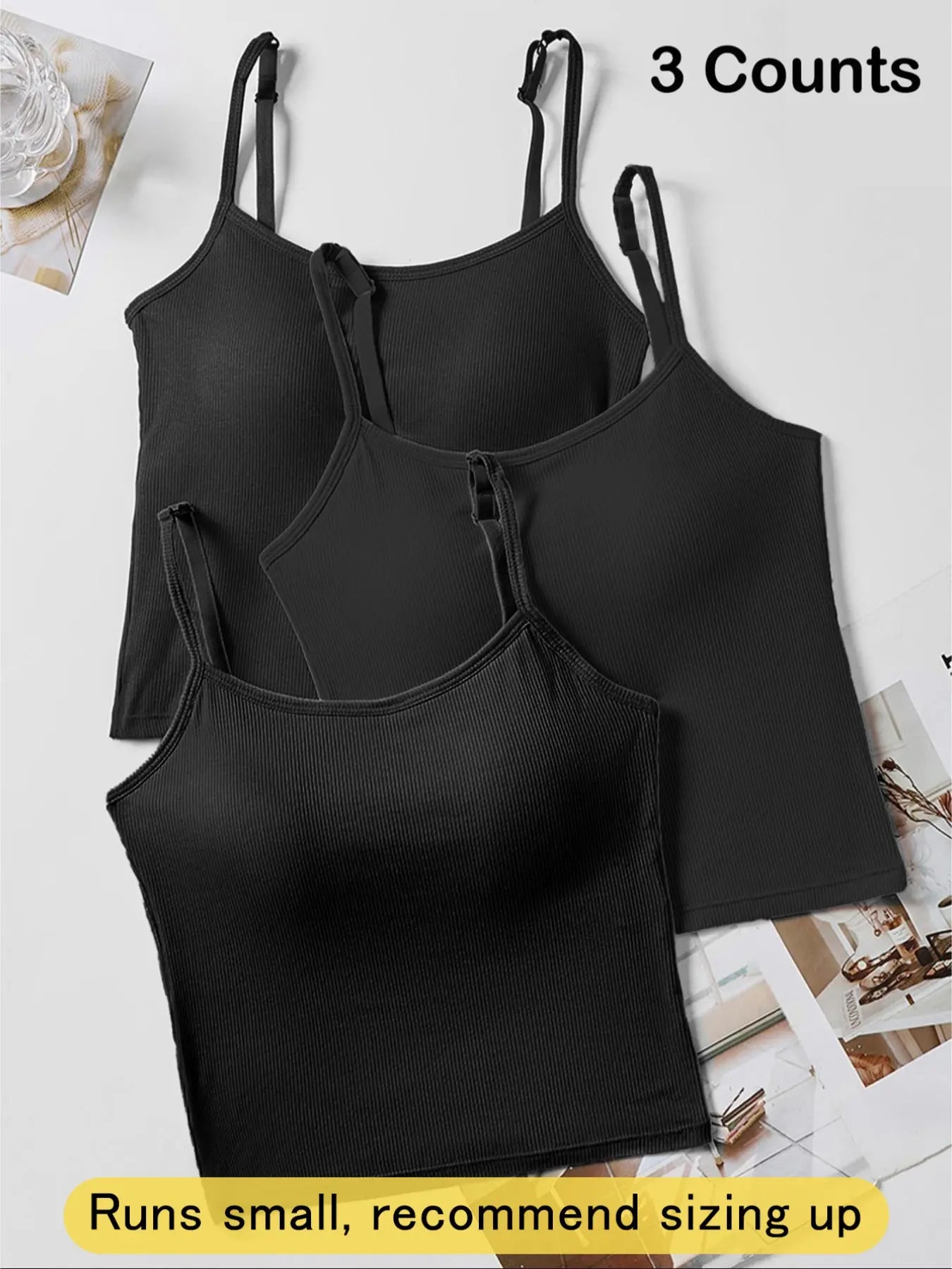 Women's Ribbed Tank Top with Built-In Bra