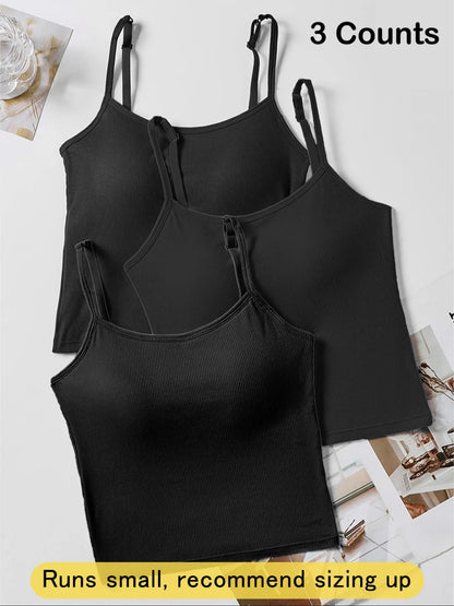 Women's Ribbed Tank Top with Built-In Bra