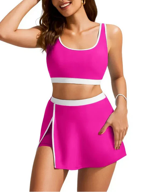 Plus Size Friendly Side Slit Swim Skirt Bikini Set