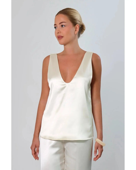 Women’s Deep V Neck Satin Tank Top