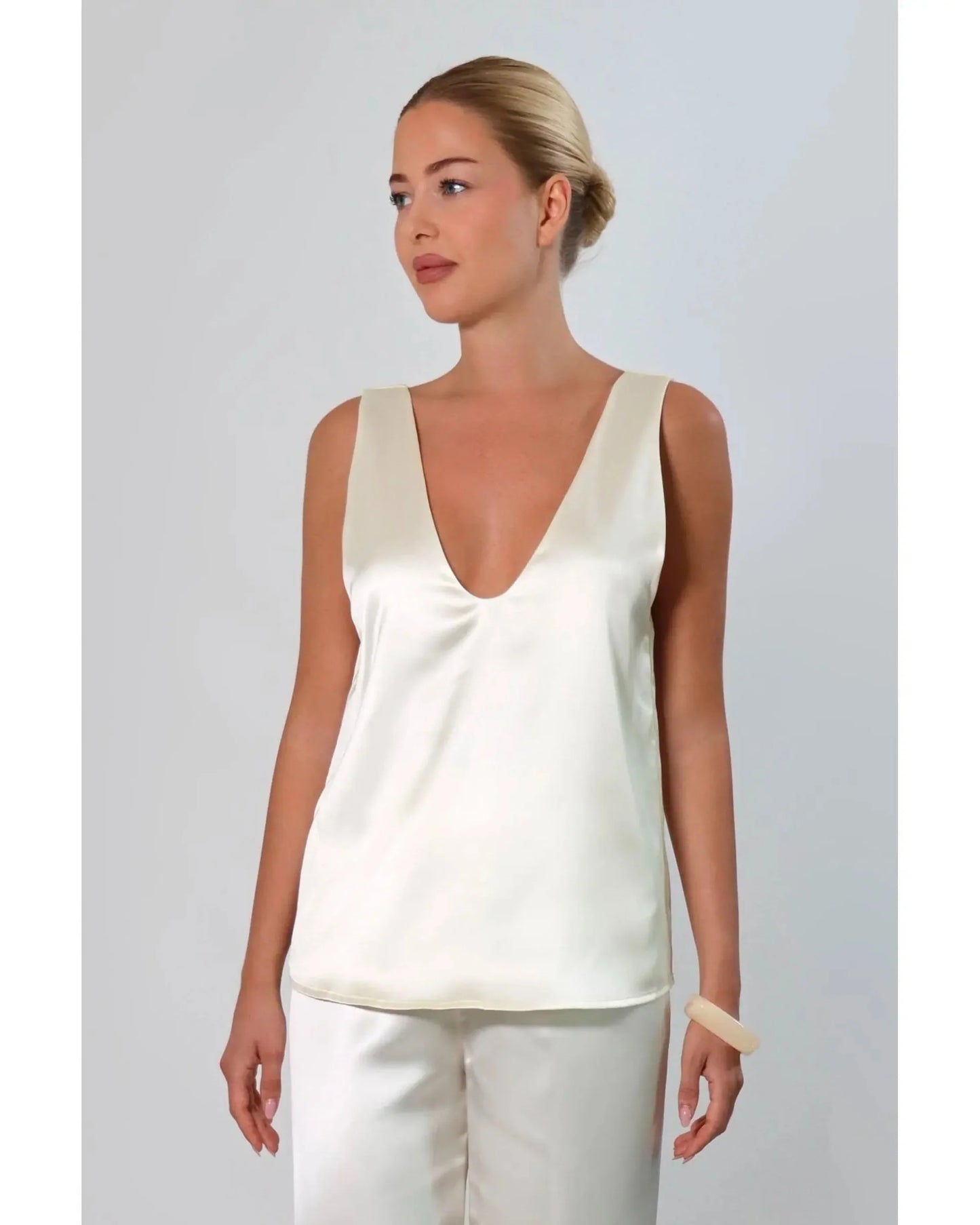 Women’s Deep V Neck Satin Tank Top