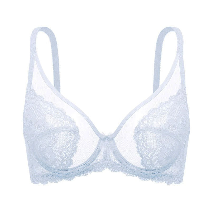 Sheer Floral Lace Support Bra Set