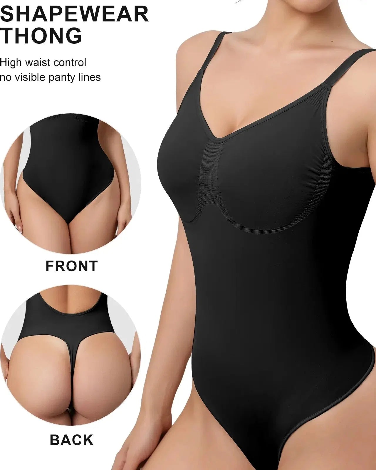 Seamless Open Back Bodysuit Shaper with Adjustable Straps and Smooth Fit