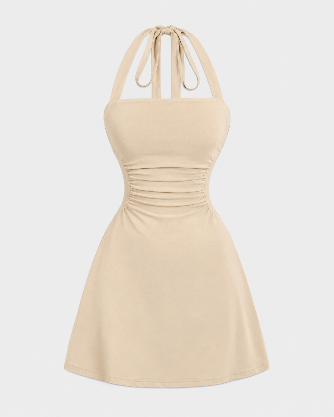 Women's Casual Chic Ruched Tie Back Halter Dress