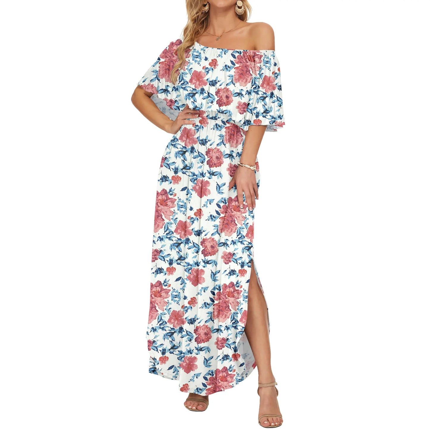 Ruffle Off-Shoulder Summer Maxi Dress