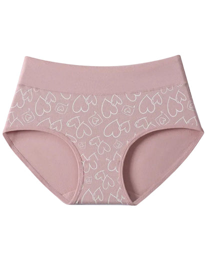Cute Love Print Soft Cotton Stretchy Women's Panties (6 Pack)
