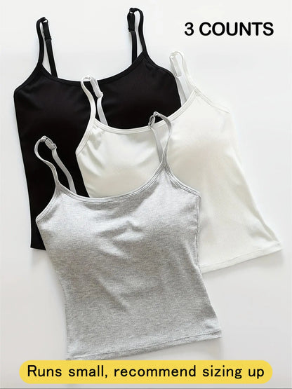Women's Ribbed Tank Top with Built-In Bra