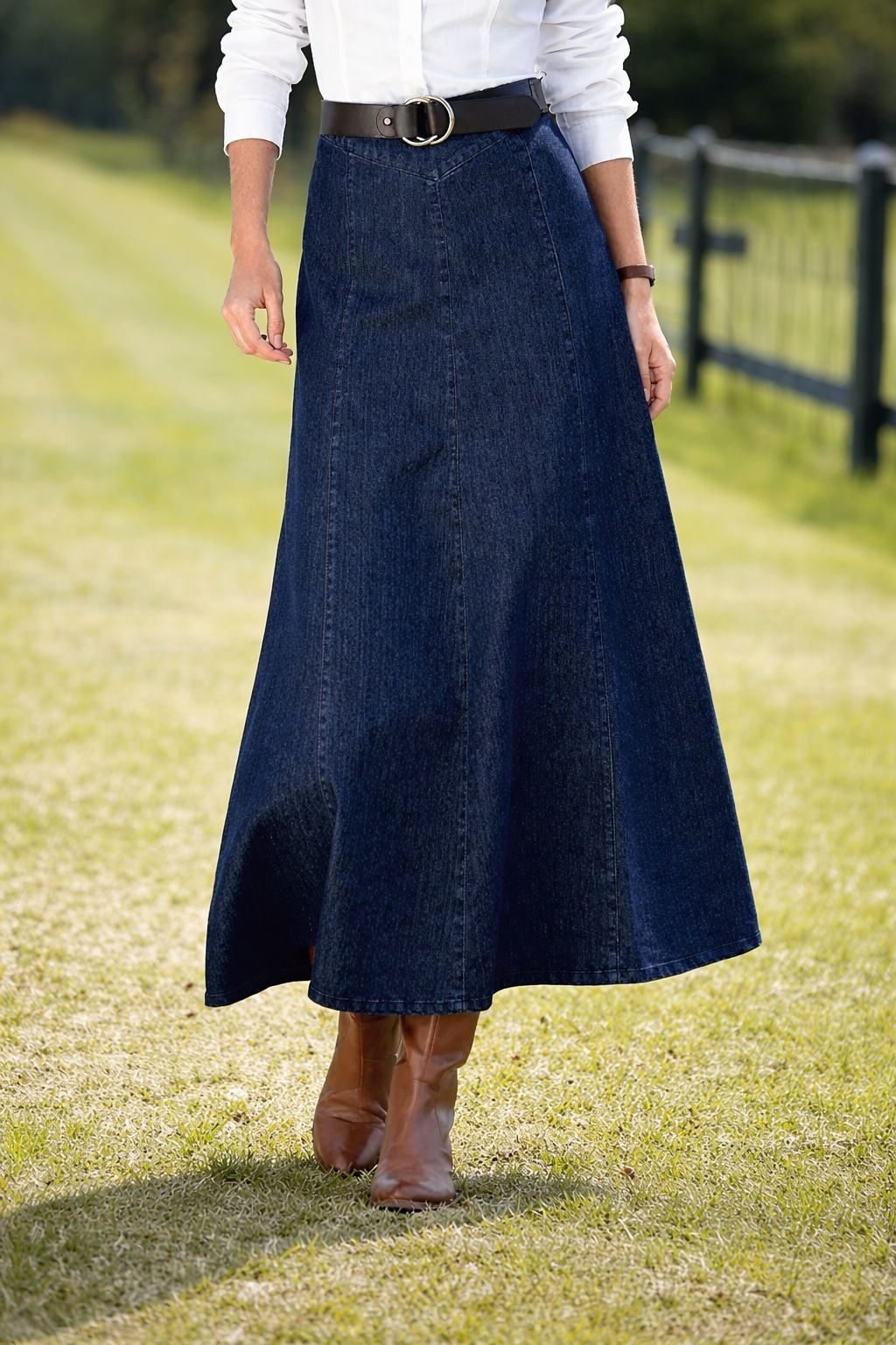 2026 New In Spring丨High-Waist A-Line Denim Maxi Skirt