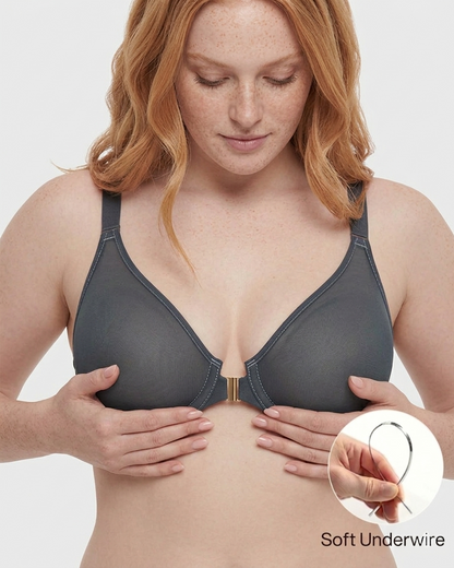 Front Closure Underwire Unlined Back Support Plunge Bra 2.0