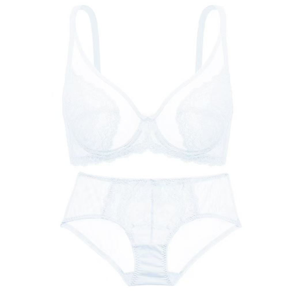 Sheer Floral Lace Support Bra Set
