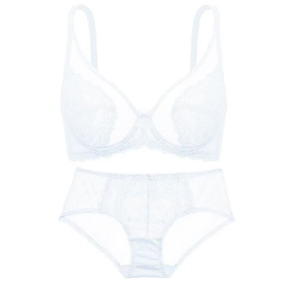 Sheer Floral Lace Support Bra Set