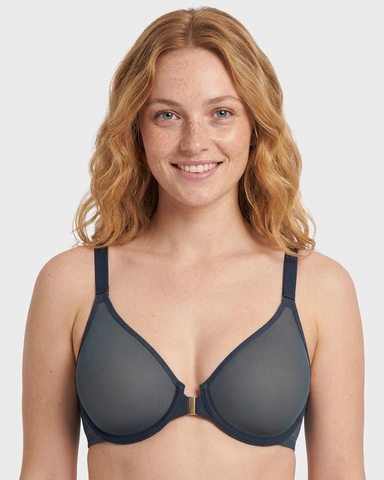 Front Closure Underwire Unlined Back Support Plunge Bra