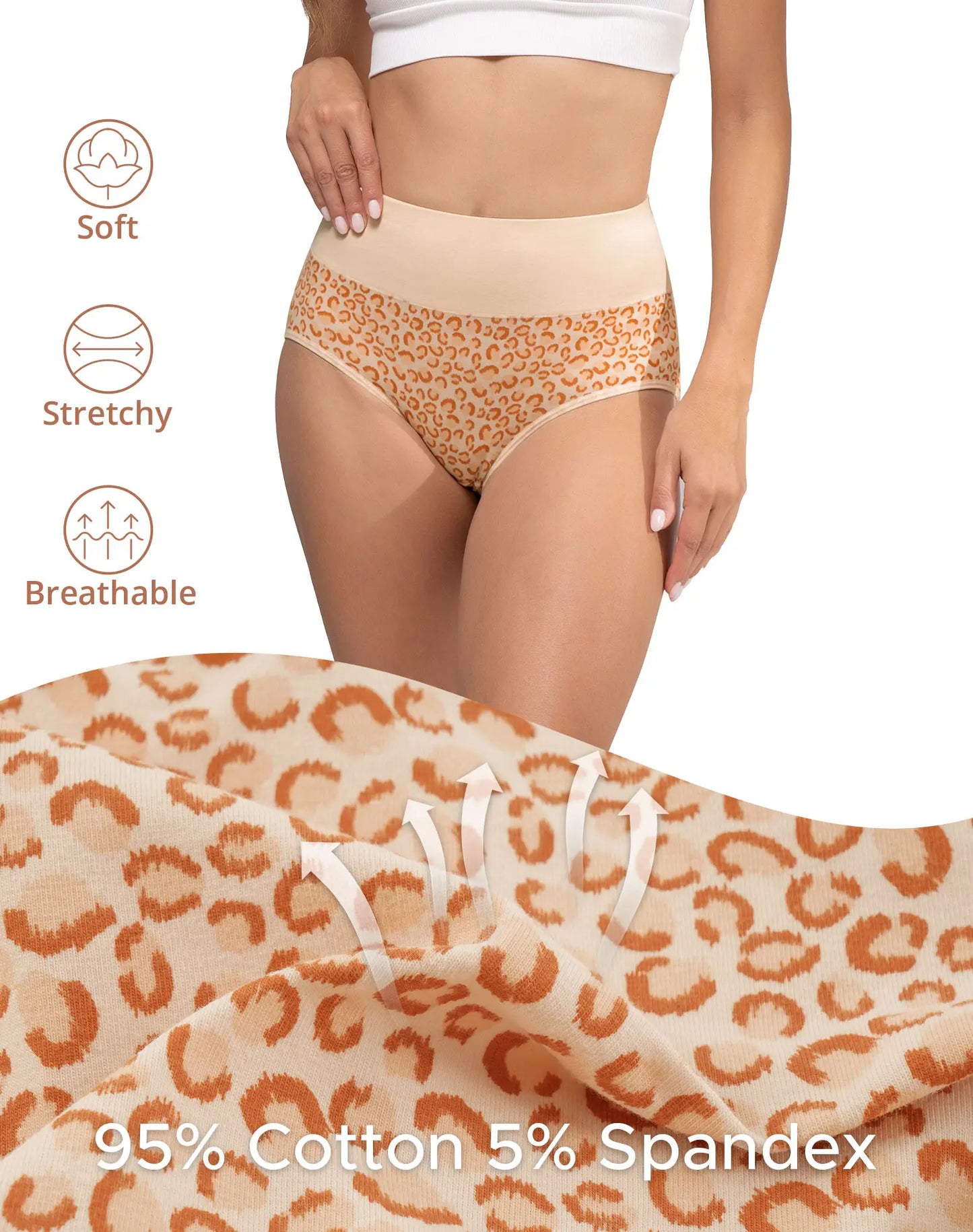 Women's High Waisted Cotton Panties 5-Pack