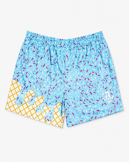 Curve Fit Printed Mesh Shorts for Women