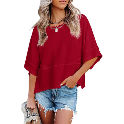 Women's Summer Casual Batwing Tee - Loose Fit & Breathable