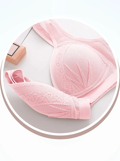 Women's Front Closure Push-Up Jacquard Bra - Comfort & Style