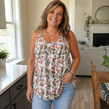 Women's V-Neck Babydoll Tank Tops - Flowy Sleeveless Summer Blouse