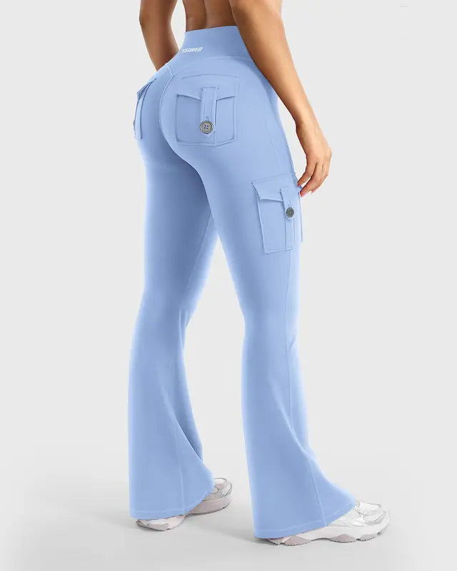 High-Waisted Flare Leggings with Pockets & No Front Seam