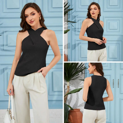Women's Halter Knit Tank Top Sleeveless Blouse