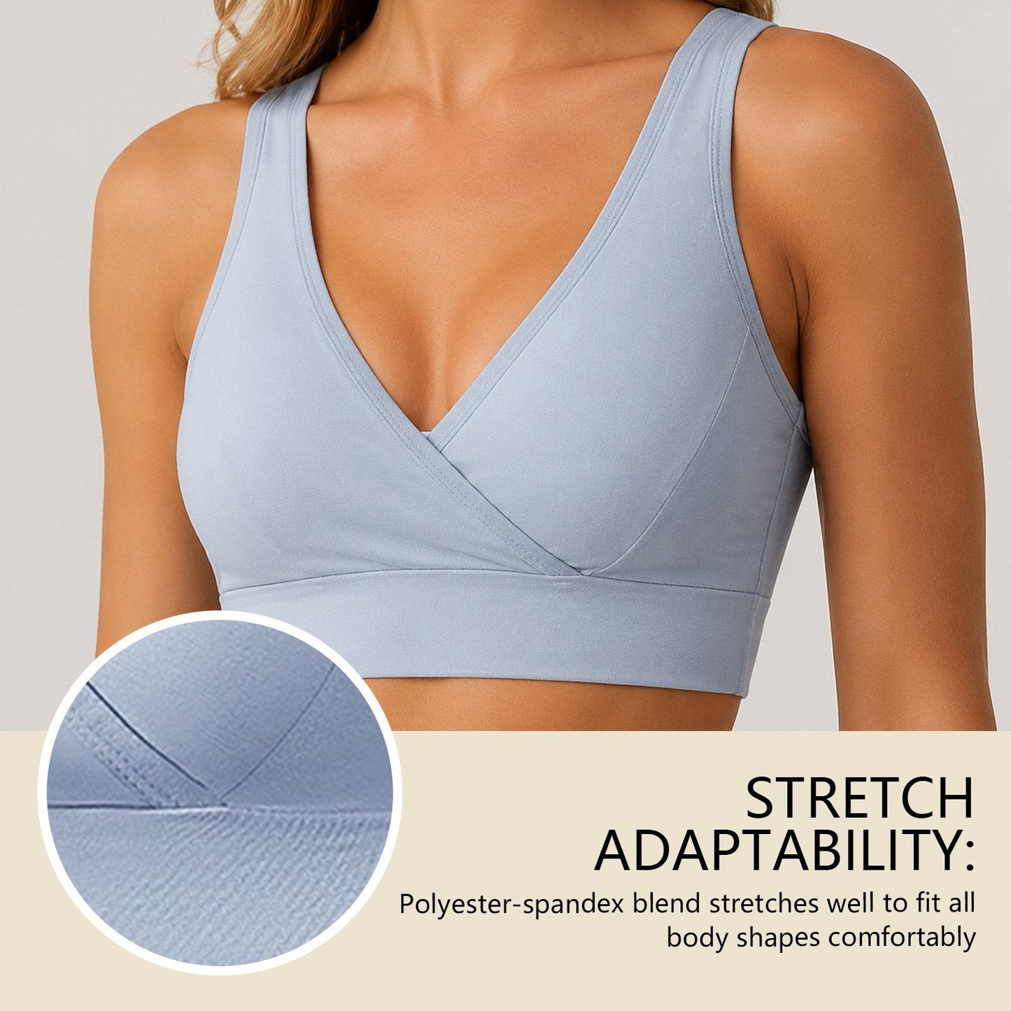 Women’s V-Neck Wireless Seamless Bra – Stretchy, Comfortable & Supportive