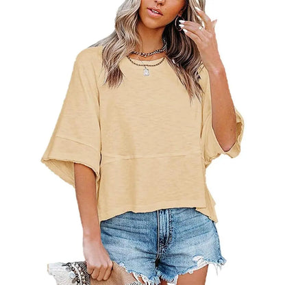Women's Summer Casual Batwing Tee - Loose Fit & Breathable