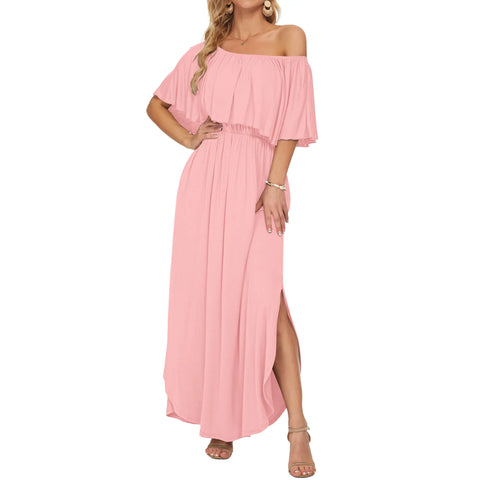 Ruffle Off-Shoulder Summer Maxi Dress