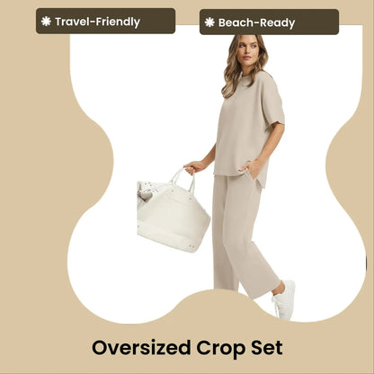Women’s Two-Piece Set – Oversized Top & Wide-Leg Pants