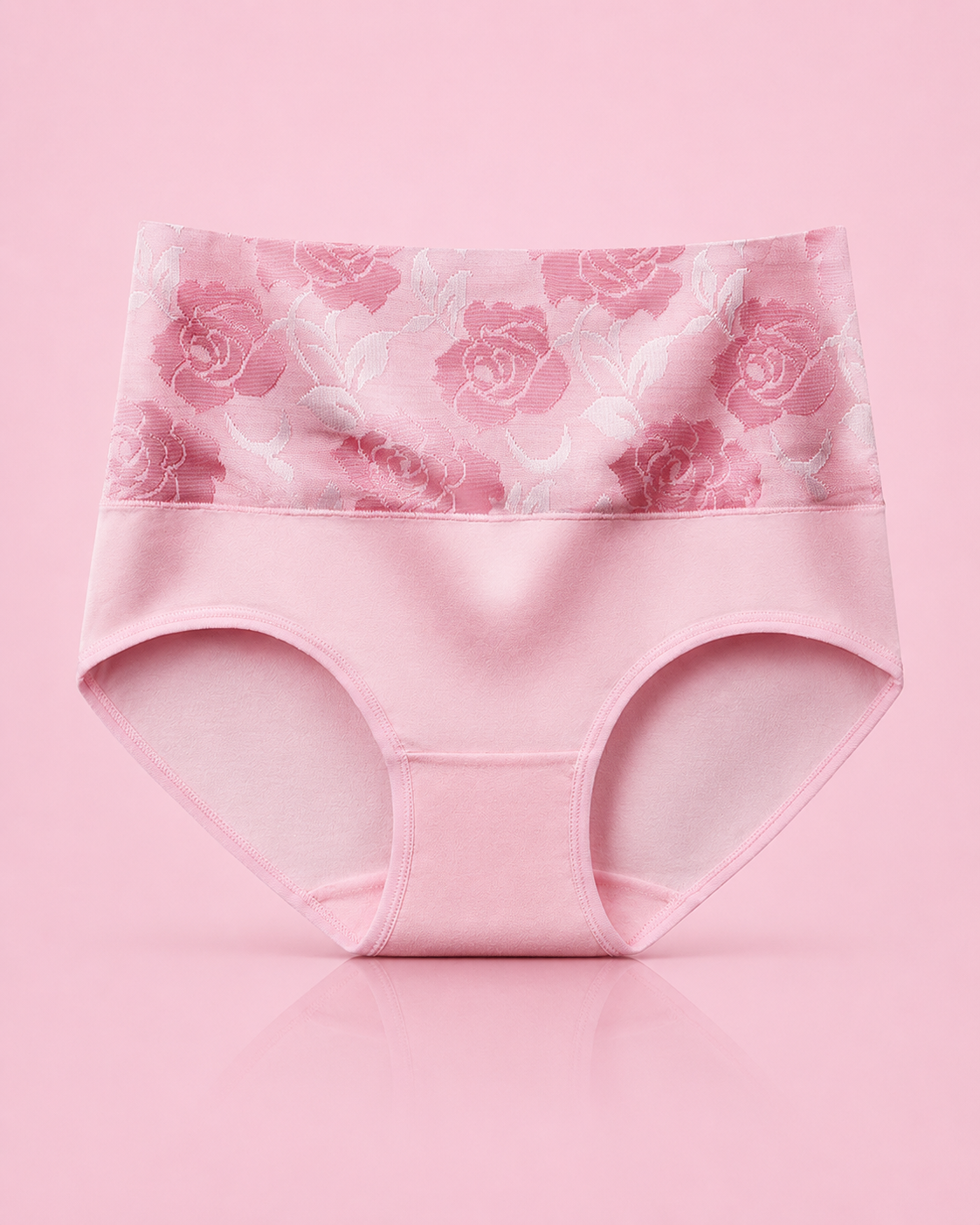High Waist Cotton Briefs with Soft Floral Lace Waistband