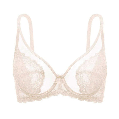 Sheer Floral Lace Support Bra Set