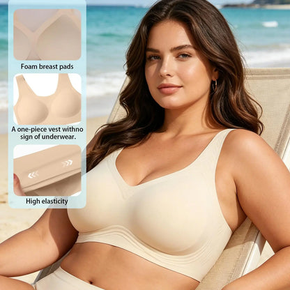 Airly Lightlined Fix-Cup Jelly Bra – Breathable Seamless Wireless Full Coverage, Plus Size Friendly