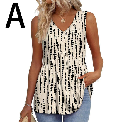 Women's V-Neck Babydoll Tank Tops - Flowy Sleeveless Summer Blouse