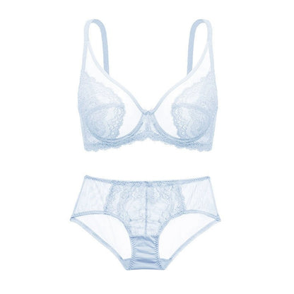 Sheer Floral Lace Support Bra Set