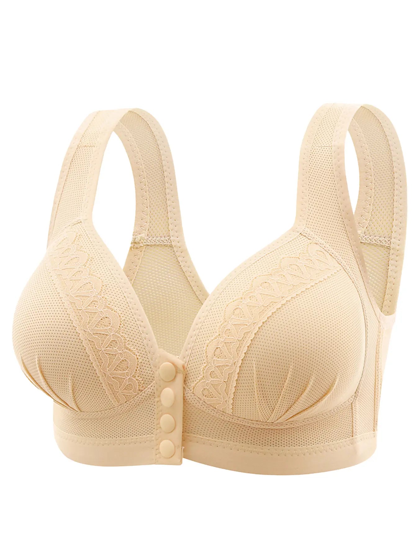 Women's Front Closure Push-Up Jacquard Bra - Comfort & Style