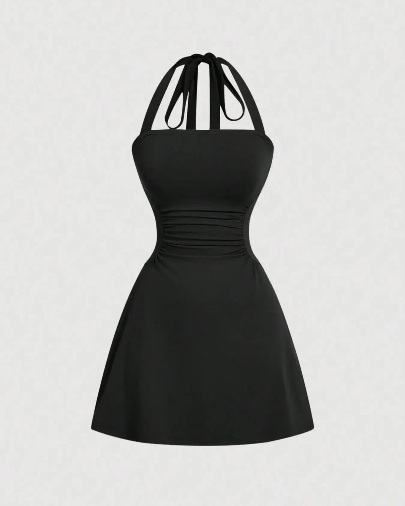Women's Casual Chic Ruched Tie Back Halter Dress