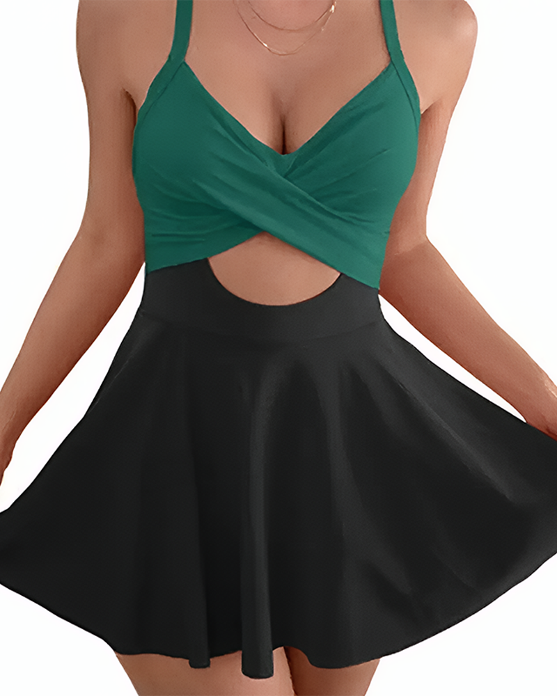 High Waist Cutout One Piece  Tummy Control Swimdress