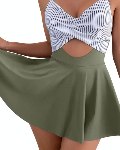 High Waist Cutout One Piece  Tummy Control Swimdress