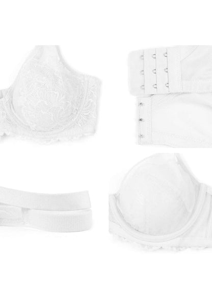 Sheer Floral Lace Support Bra Set