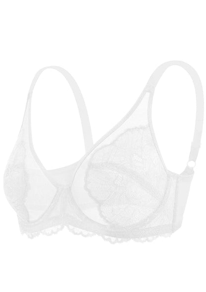 Sheer Floral Lace Support Bra Set