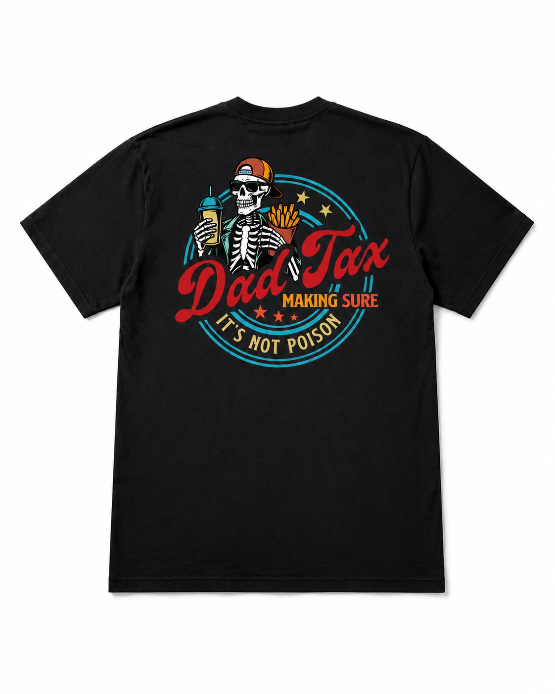 Dad Tax Graphic Crew Neck T-Shirt – Funny Skeleton Print Casual Tee for Dads