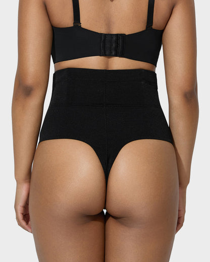 High Waist Criss-Cross Mesh Shaping Thong Panty