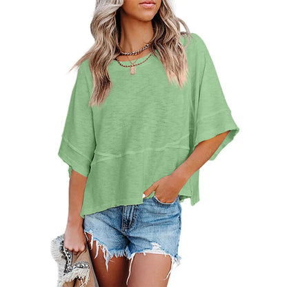 Women's Summer Casual Batwing Tee - Loose Fit & Breathable