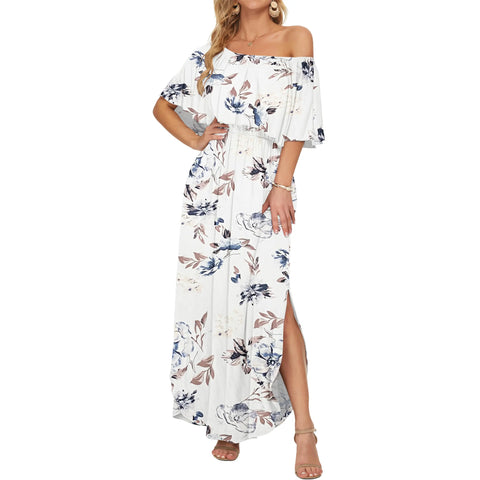 Ruffle Off-Shoulder Summer Maxi Dress