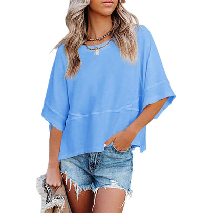 Women's Summer Casual Batwing Tee - Loose Fit & Breathable